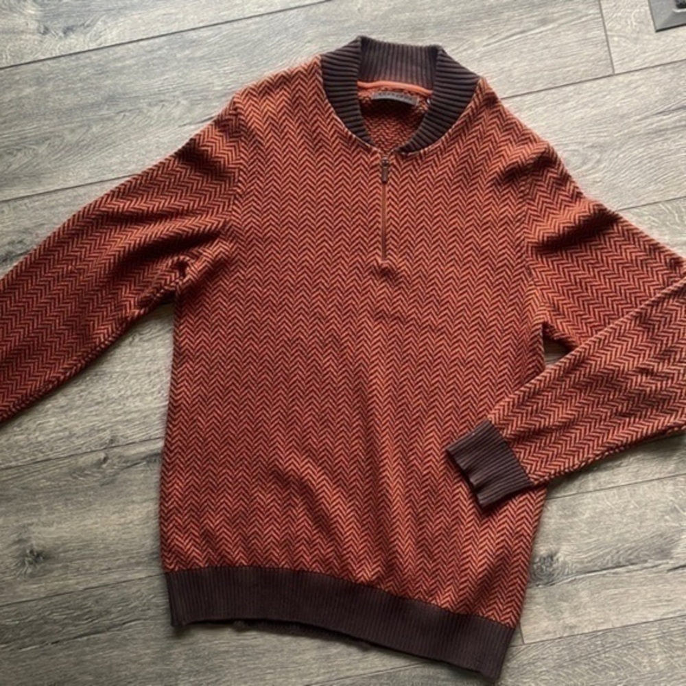 Sean John sweater Men's size 3 XL orange and brown 3/4 zip athleisure - Picture 1 of 10